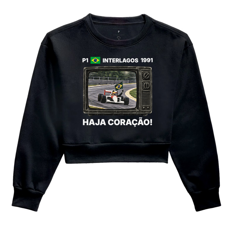 Domingo de Corrida – Camiseta Retrô TV Anos 90 Automobilismo - Cropped Moletom