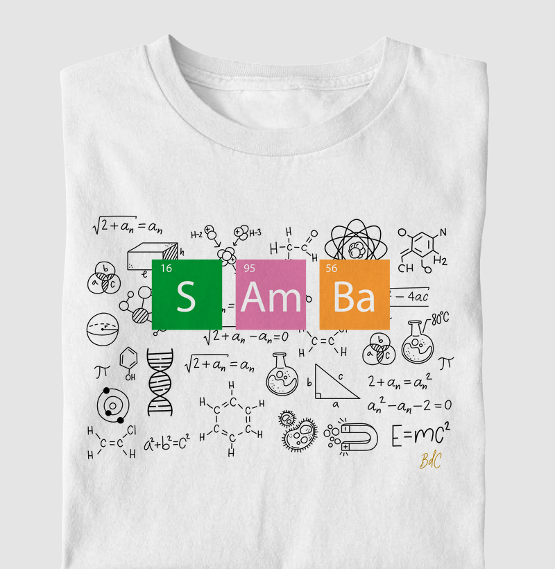 Samba Tabela Periódica Elementos e Fórmulas - Camiseta