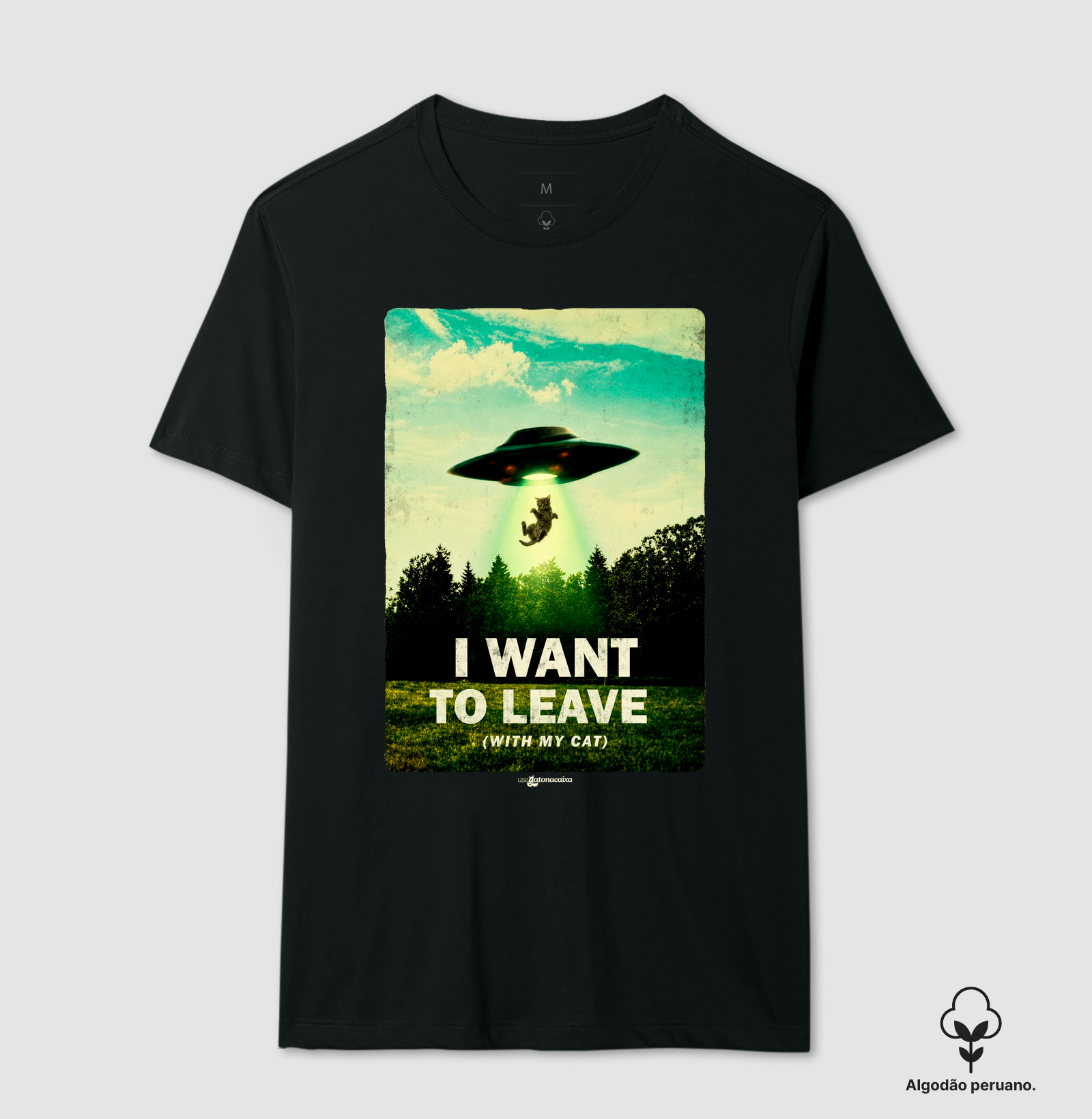 I wanto to leave (with my cat) - Camiseta Algodão Peruano