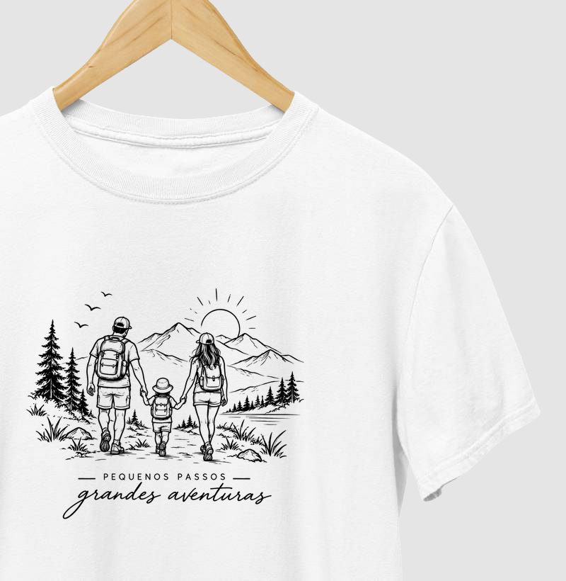 Camiseta Algodão | Pequenos Passos - Grandes Aventuras - Camiseta