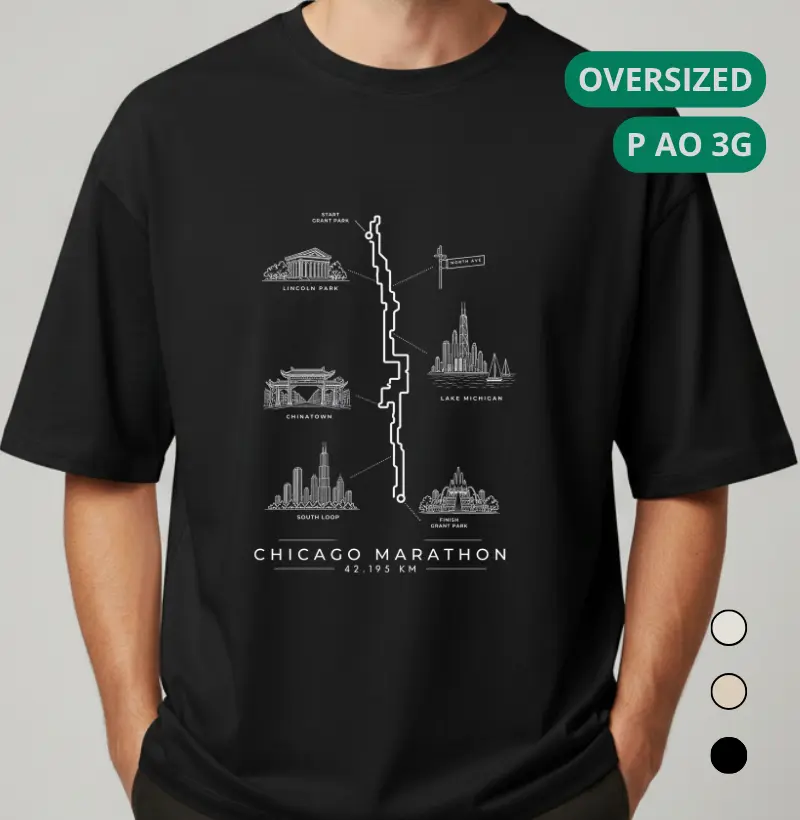 Camiseta Oversized Maratona - Percurso Maratona de Chicago