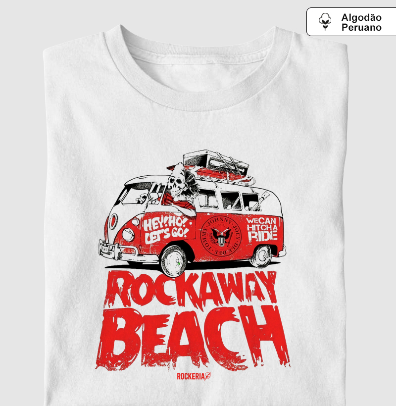 Camiseta Algodão Peruano Ramones Rockaway Beach