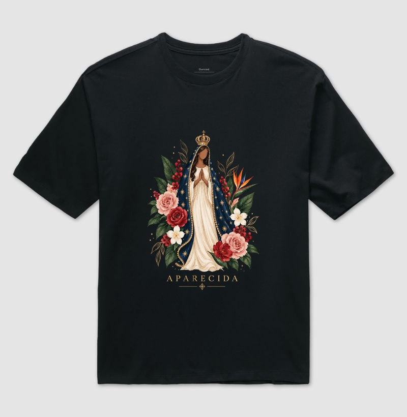 Aparecida em Flores - Camiseta Oversized