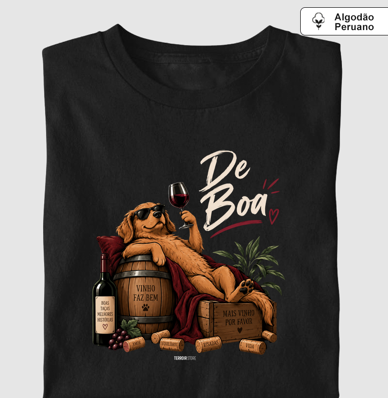 Camiseta “De Boa” Cachorro com Vinho – Lifestyle Relax