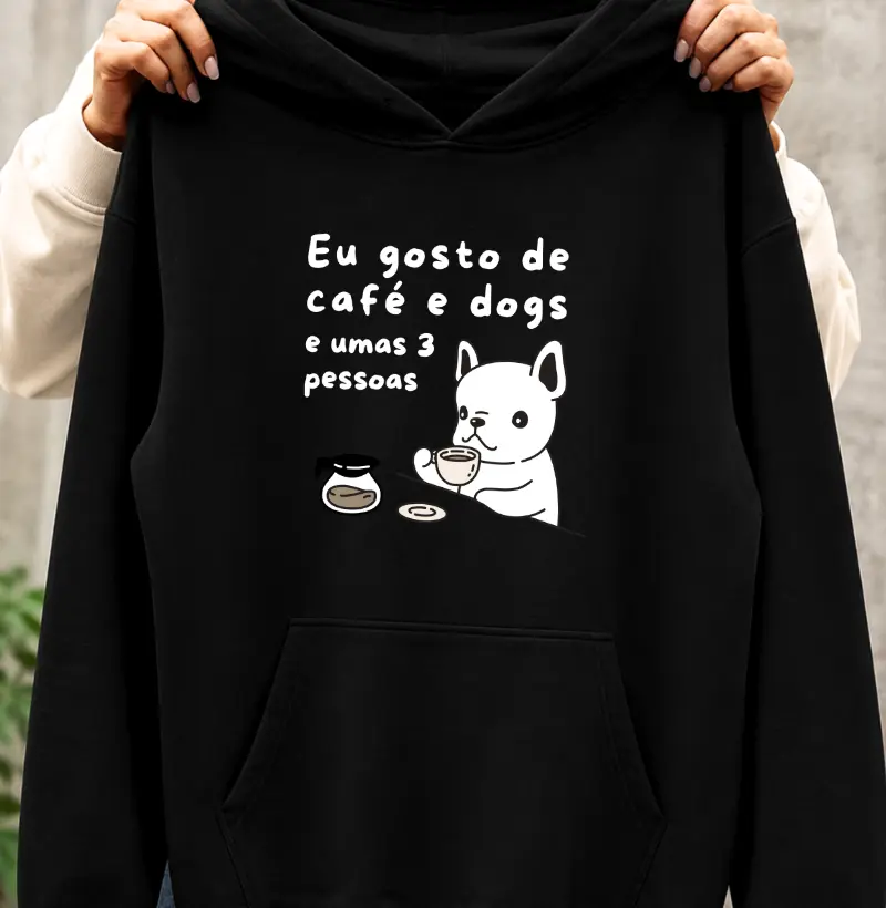 Eu gosto de café e dogs e umas 3 pessoas