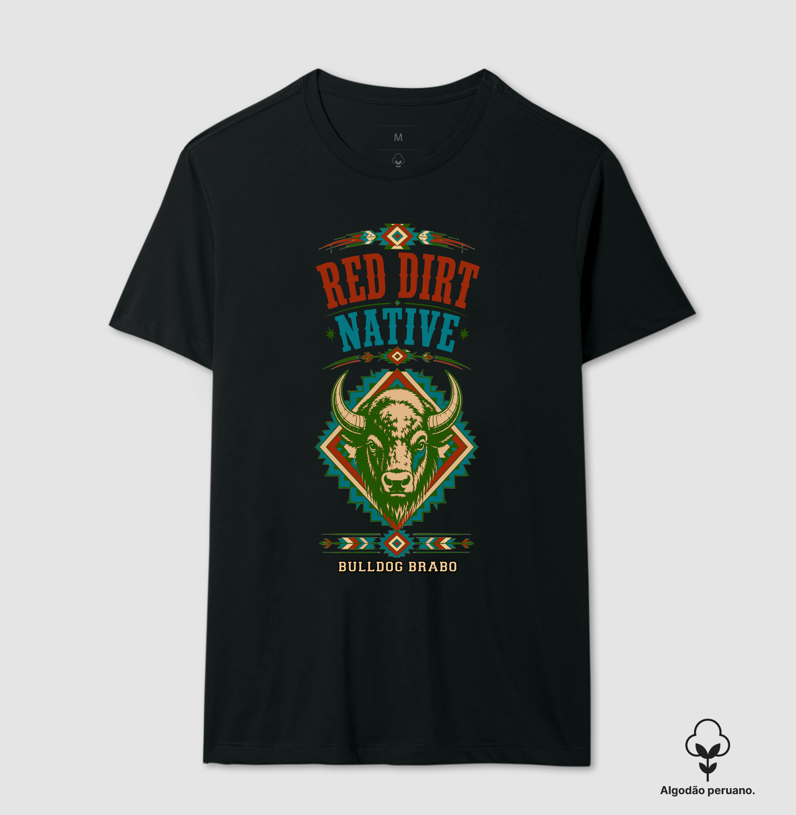 Red Dirt Native Bulldog Brabo Country - Camiseta Algodão Peruano