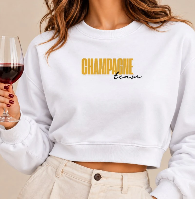 Moletom Cropped Champagne Team - Cropped Moletom