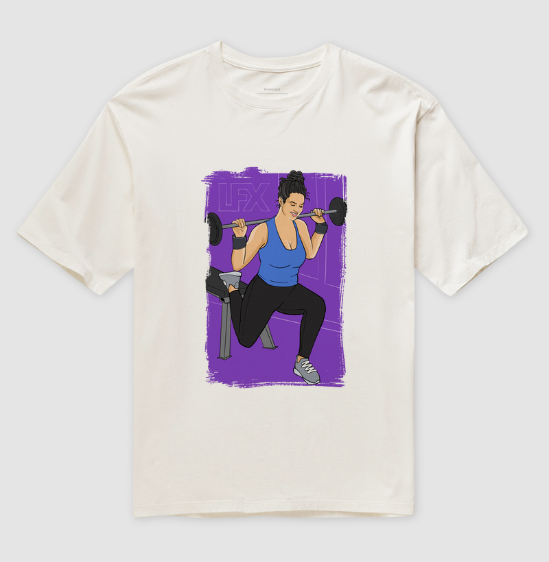 Mulher fazendo agachamento no búlgaro com barra V01