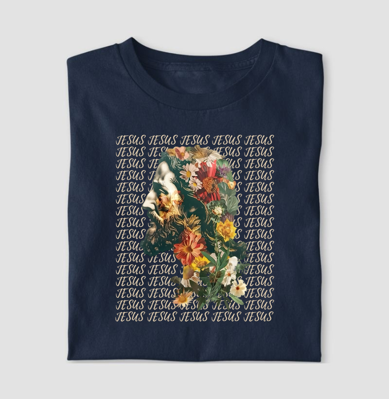 Camiseta Jesus Com Flores