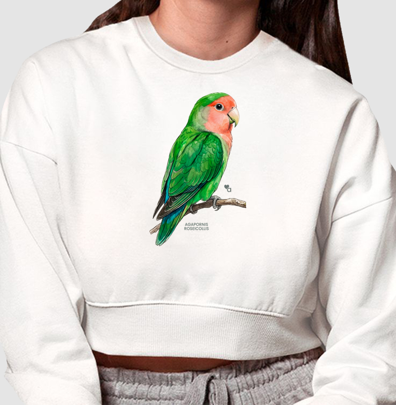 Aves - Agapornis Roseicollis - Moletom Cropped