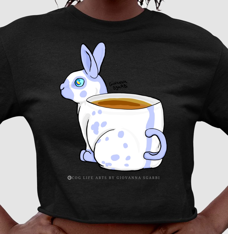 Cropped Preta/Azul English Spot-of-Tea by Giovanna Sgarbi