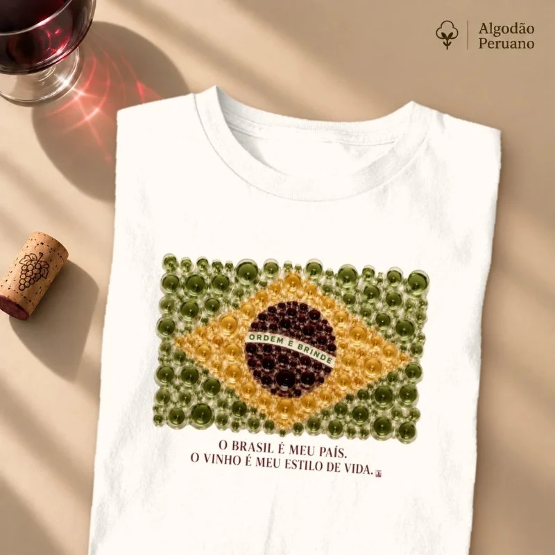 Camiseta Vinho - Brasil em Taças - Camiseta Algodão Peruano