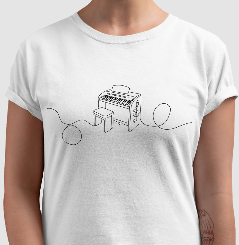 Camiseta Minimalista Órgão Eletrônico Linha Contínua