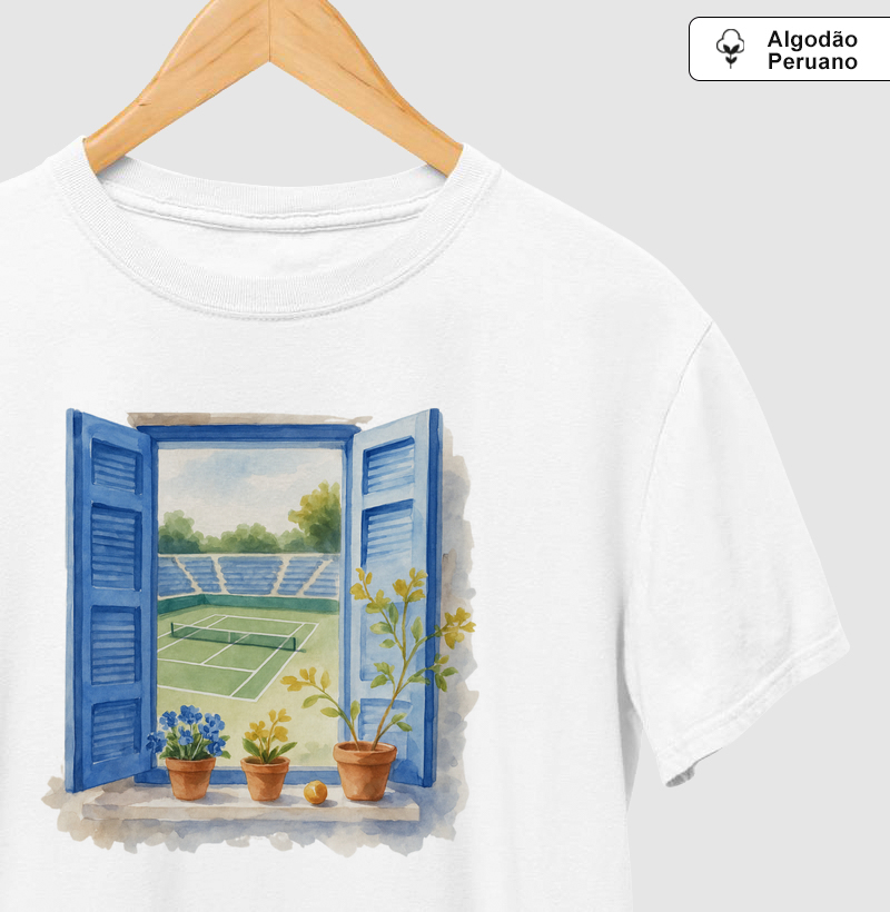 Janela Vista do tênis - Algodão Premium Peruano
