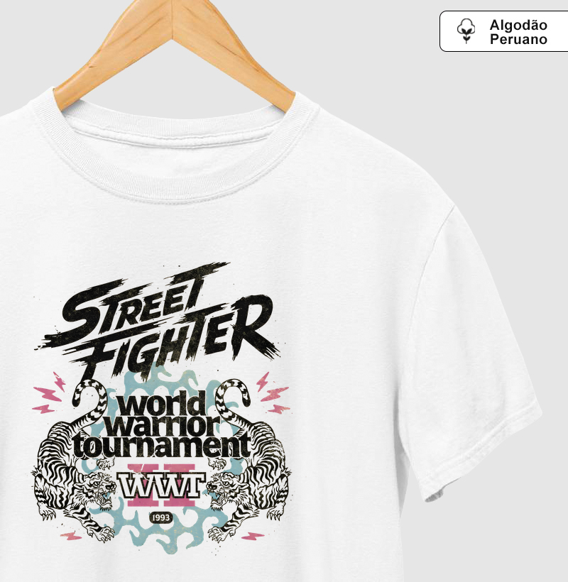 Street Fighter World Warrior Tournament - Camiseta Algodão Peruano