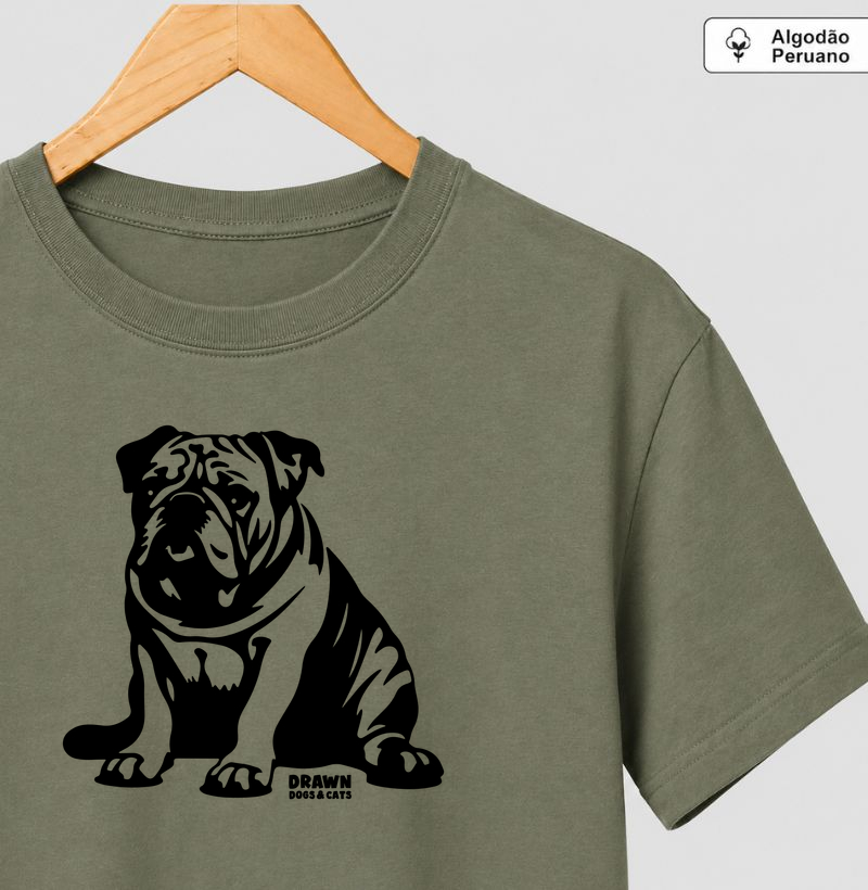 Bulldog inglês sentado - Camiseta Algodão Peruano