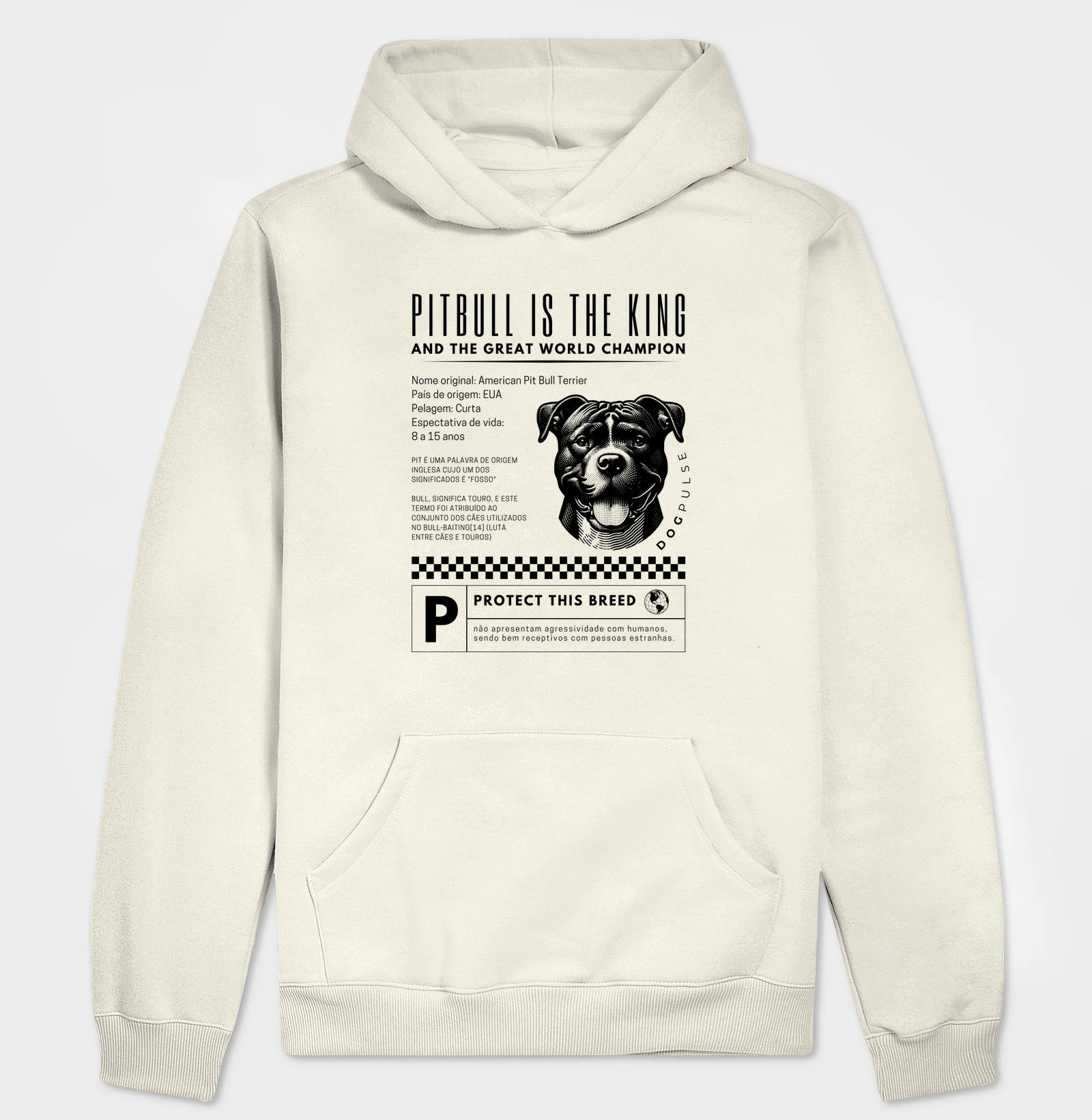 Hoodie Moletom Dog Pulse Pitbull Is The King - The Protector