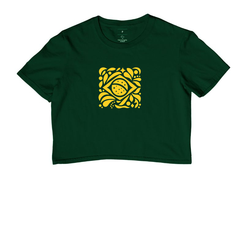 Cropped Brasil Bandeira Algodão Premium