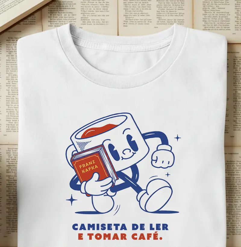Camiseta de ler e tomar café