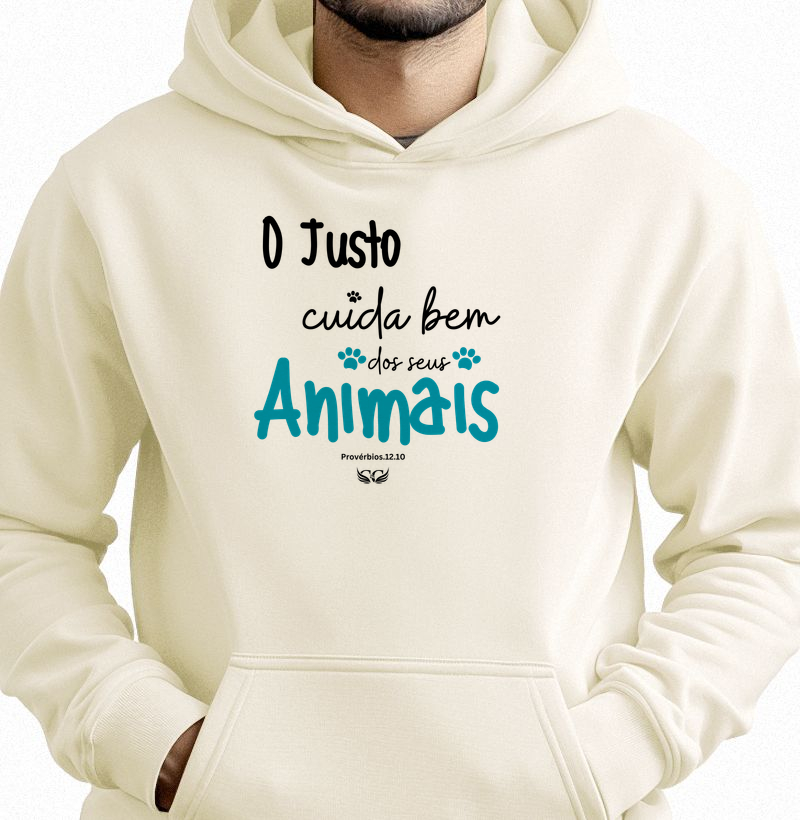 Hoodie Moletom O justo cuida bem dos seus animais. Pv 12.10