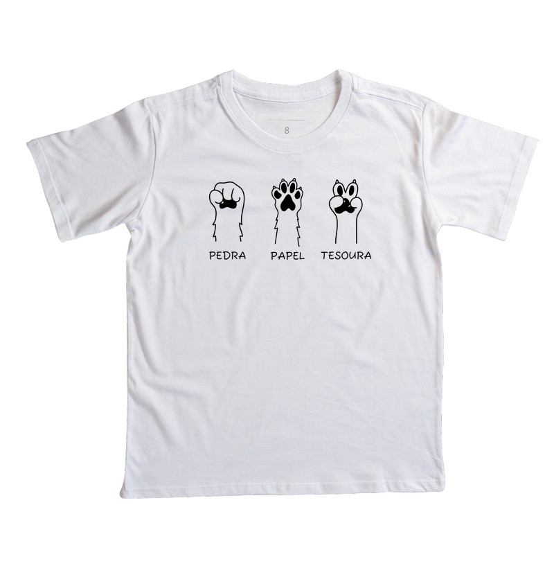 Camiseta Infantil Divertida Pedra Papel Tesoura