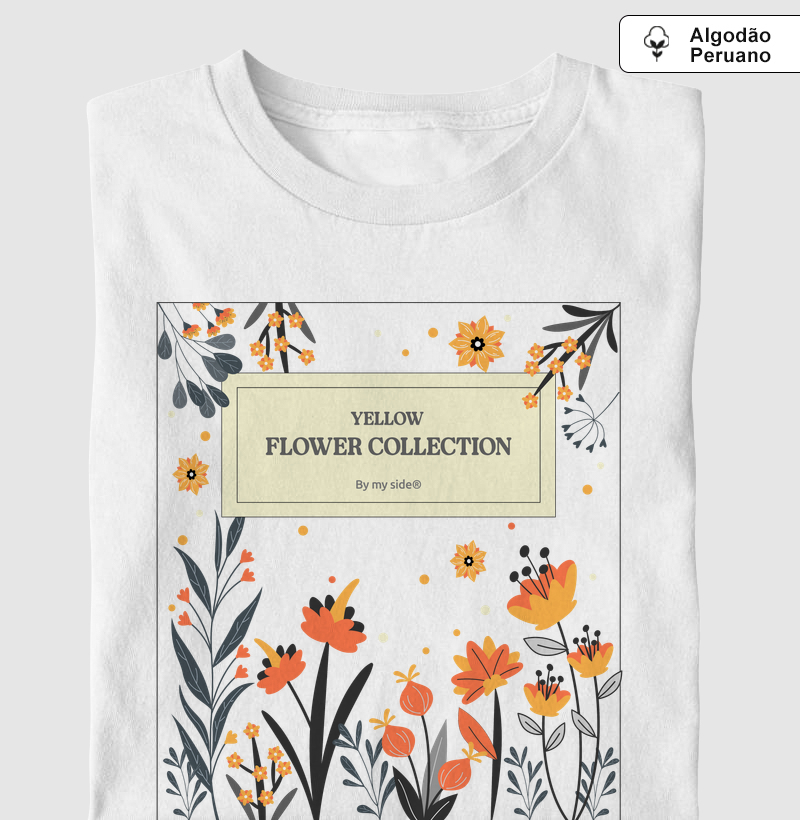 FLOR LARANJA - Algodão Peruano - Camiseta Algodão Peruano