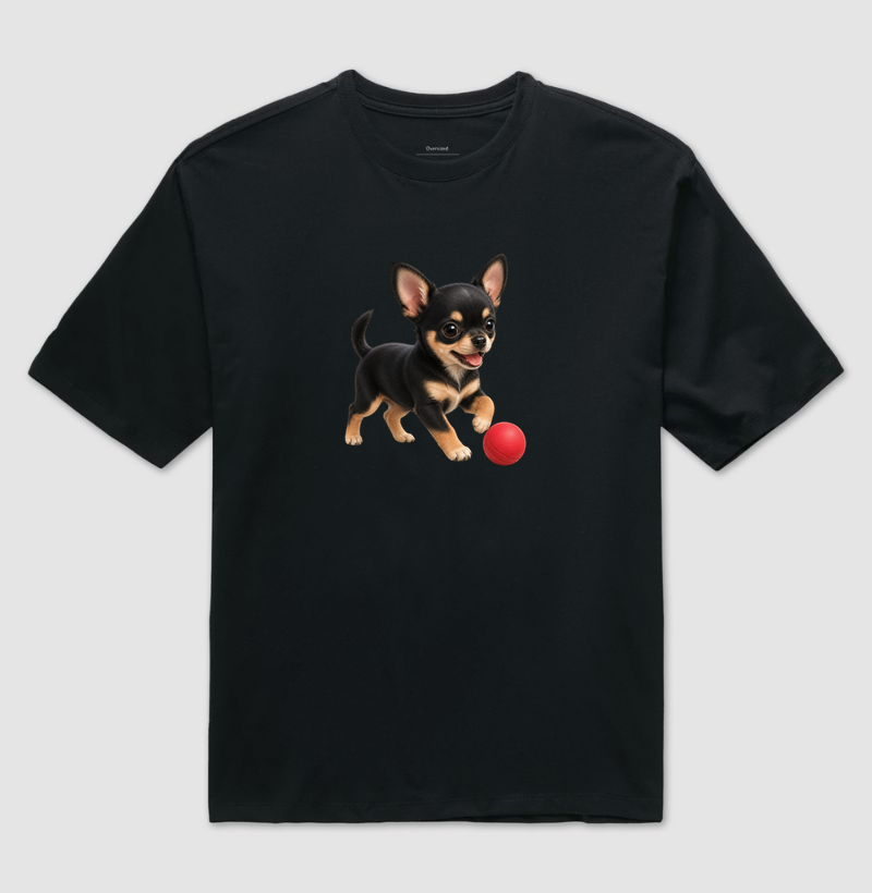 Chihuahua Preto - Desenho Animado - Camiseta Oversized