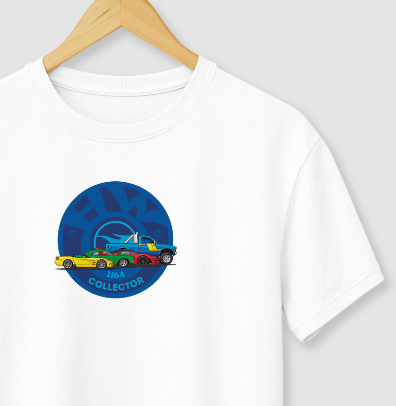 Camiseta estampada para colecionador de miniaturas HotWheels