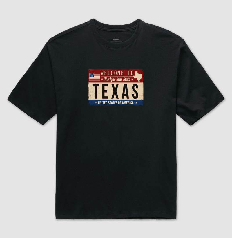 Texas (placa envelhecida) - Camiseta Oversized