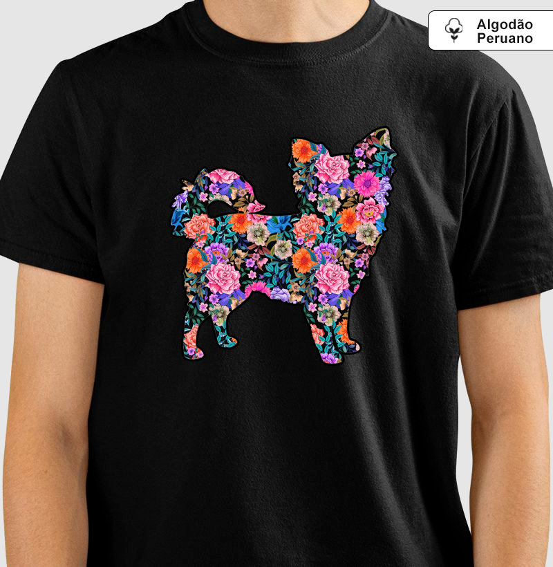 Camiseta Chihuahua Pelo Longo Floral - Pelo & Pano