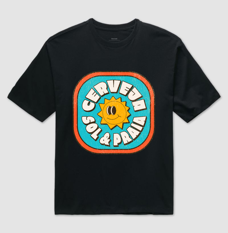 Camiseta Oversized - cerveja, praia e sol