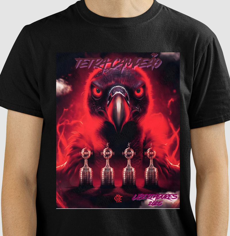 Camiseta Flamengo Tetra Campeão Libertadores 2
