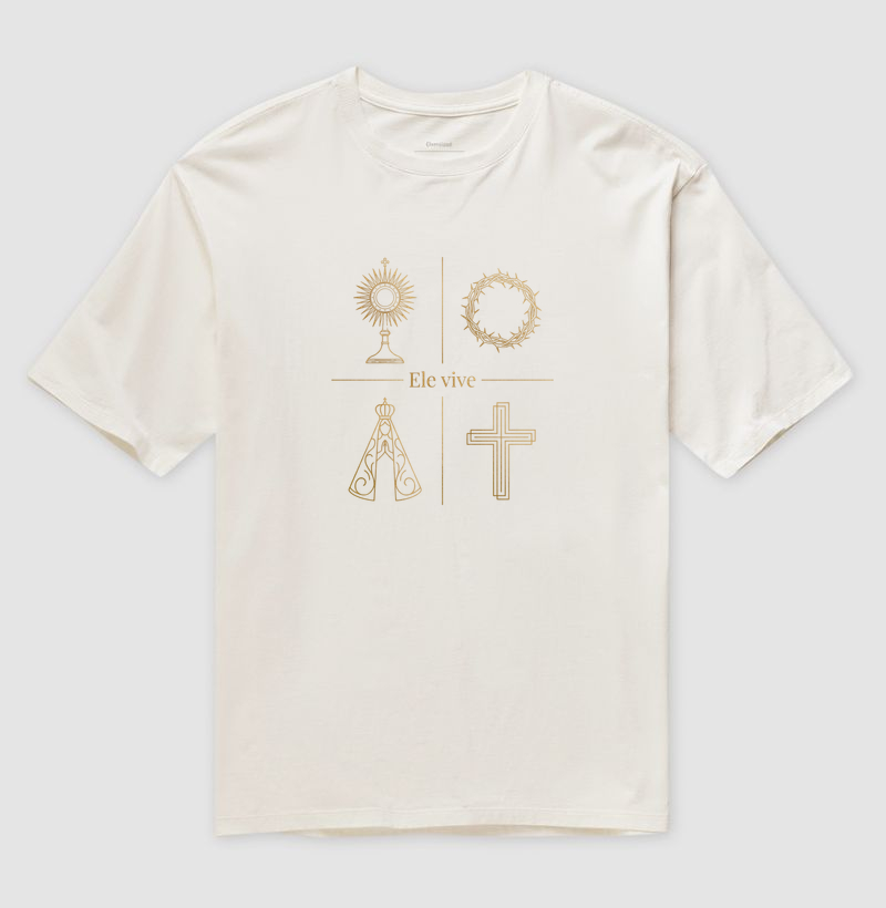 Camiseta Oversized Ele Vive Símbolos