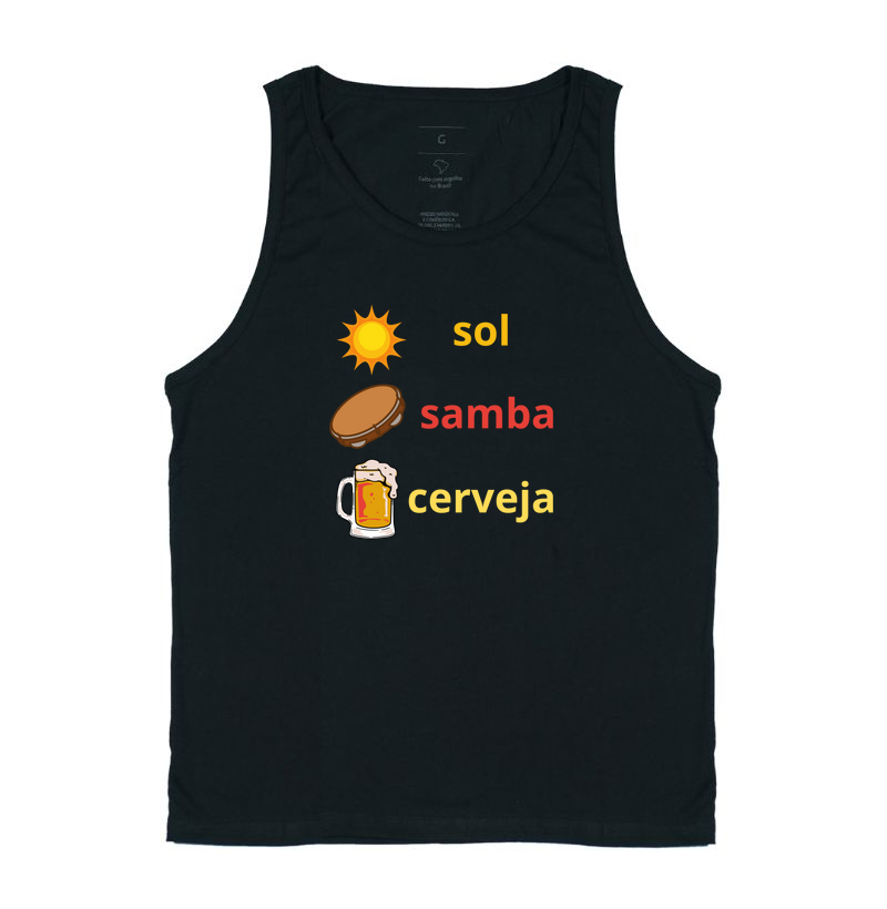camiseta sol, samba e cerveja