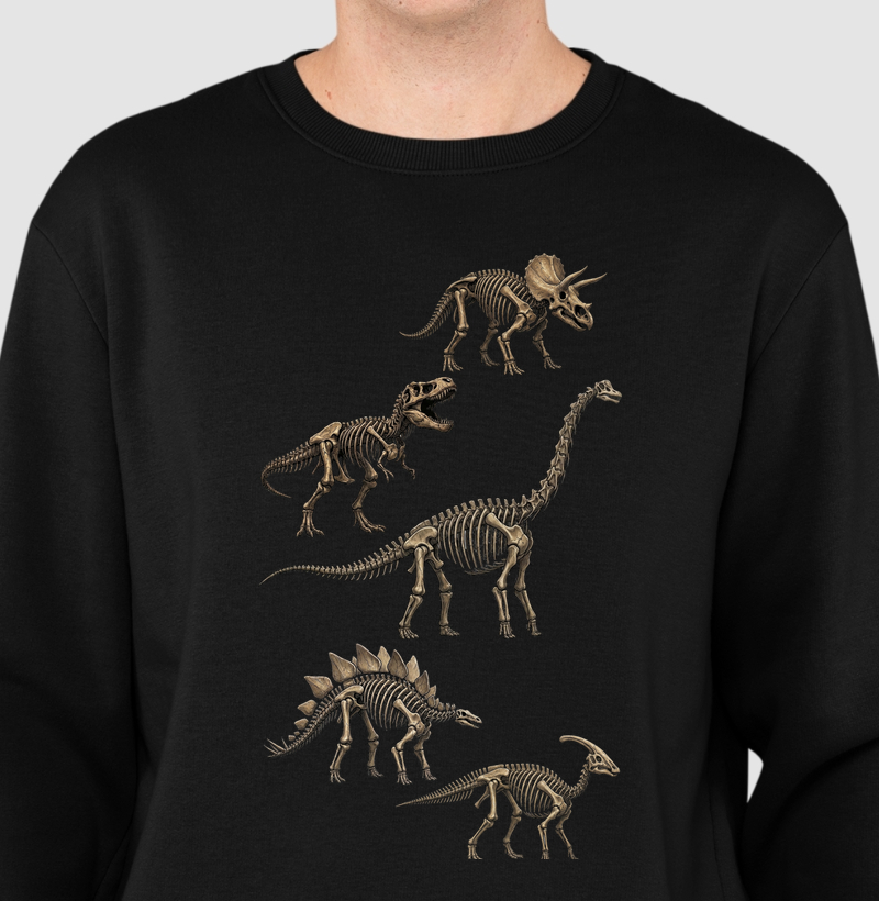  Blusa Dinossauro Suéter Fósseis Algodão Premium Dinoloco