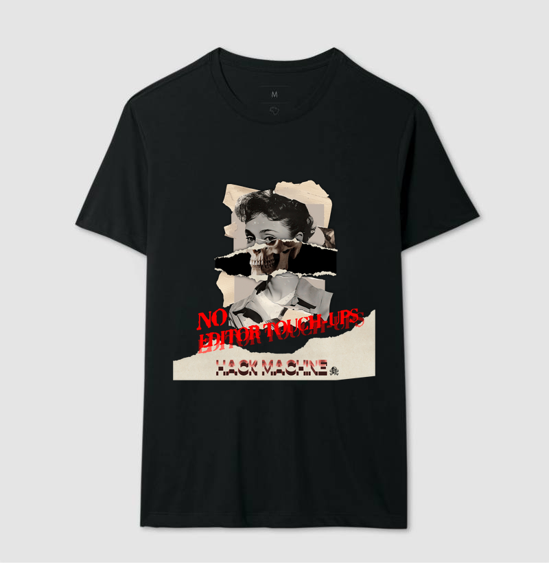 Camiseta Sem Retoques – Colagem Caveira / Hack Machine