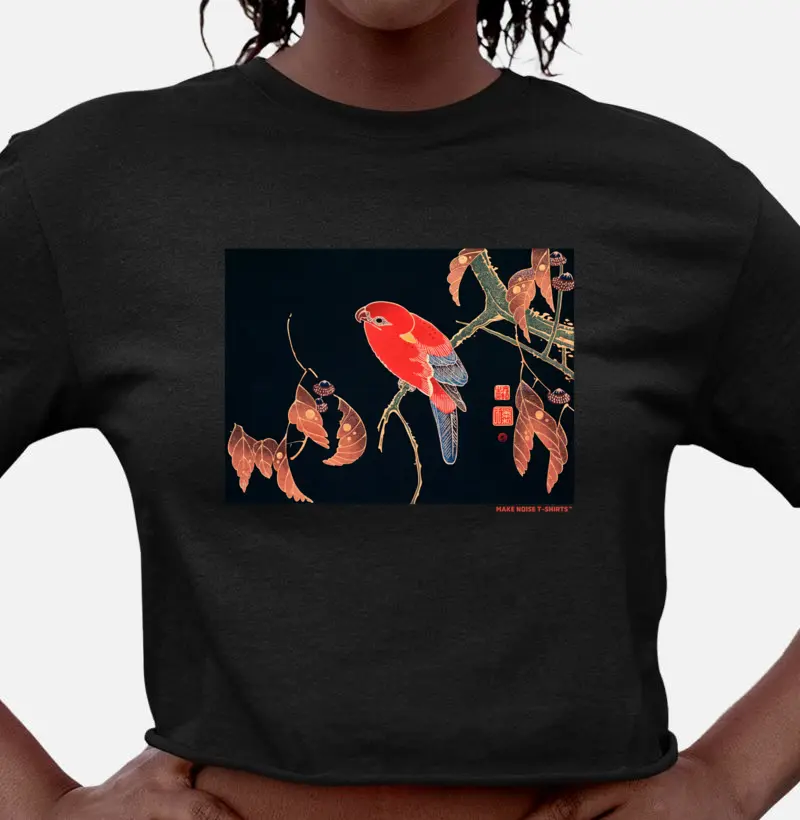  RED PARROT ON THE BRANCH OF A TREE de Ito Jakuchu.