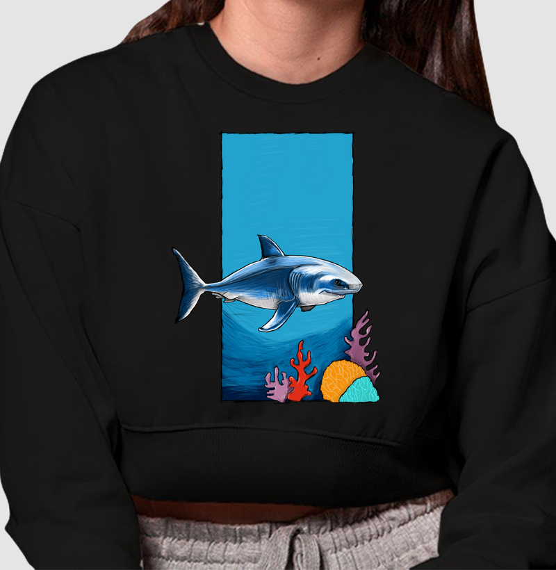 Cropped Moletom Tubarão