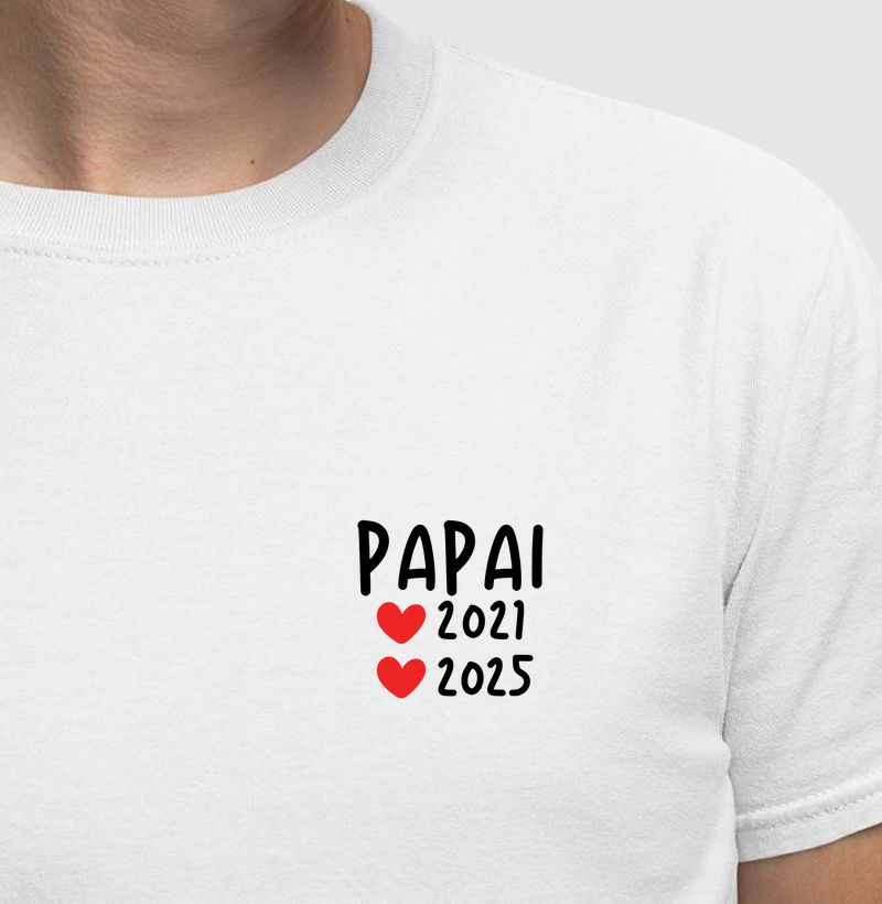 Papai 2021 e 2025 corações vermelhos (minimalista)