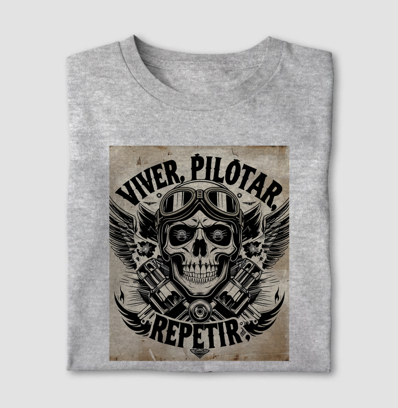 Camiseta motociclista viver pilotar repetir