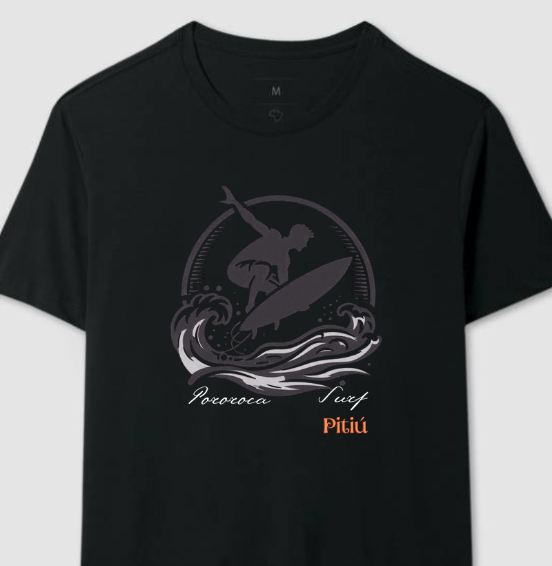 Camiseta Preta - Pororoca surf - Pitiú