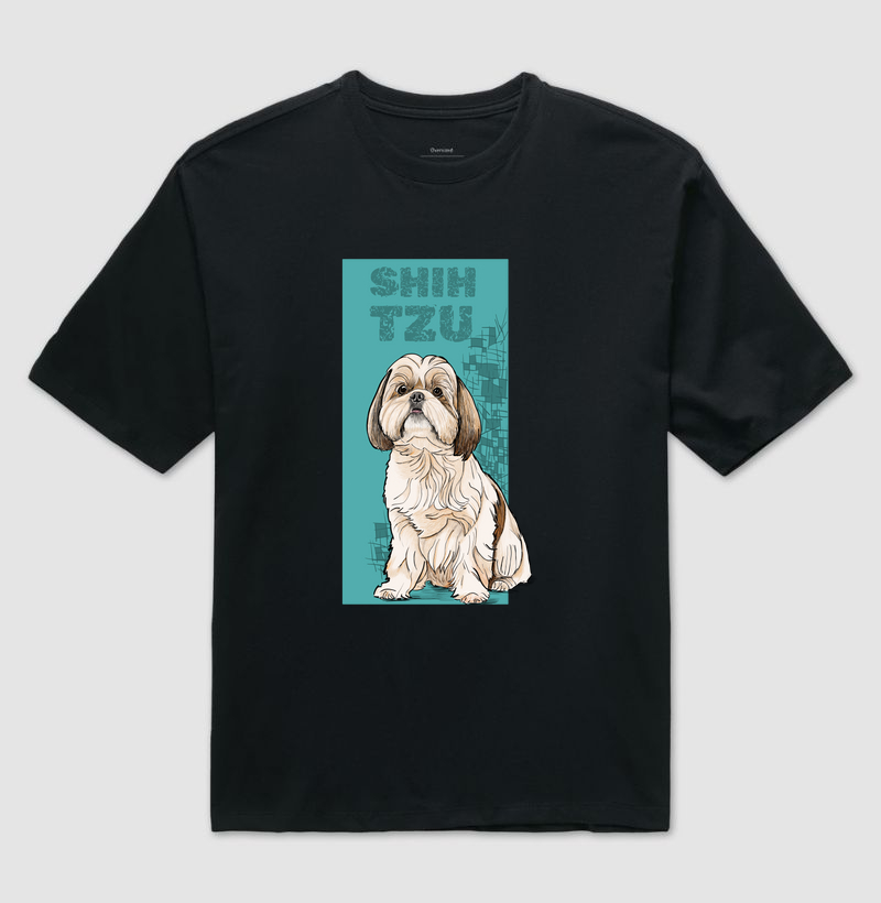 Camiseta Oversized Cachorro Shih Tzu
