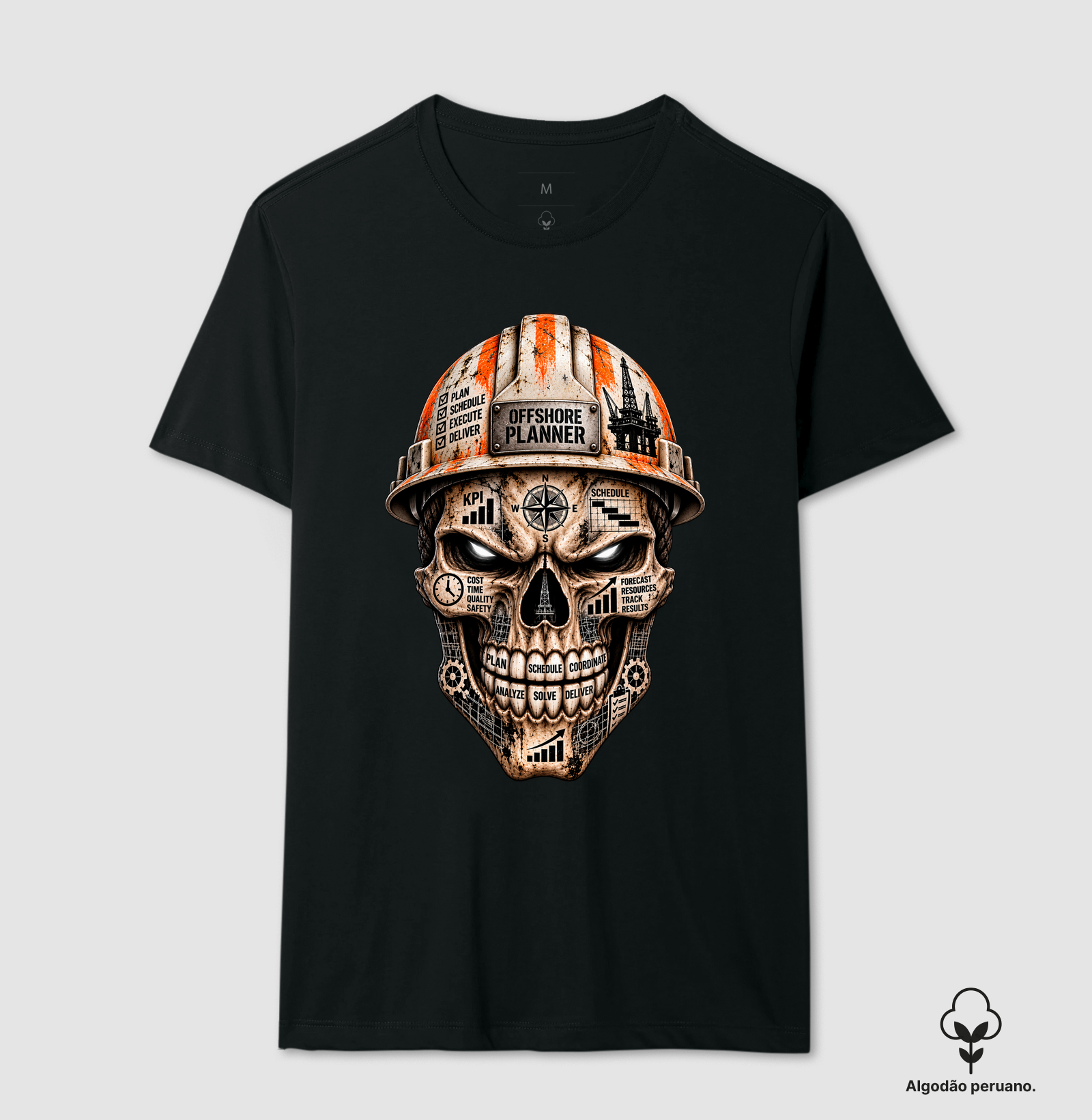 Offshore Planner Skull - Camiseta Algodão Peruano