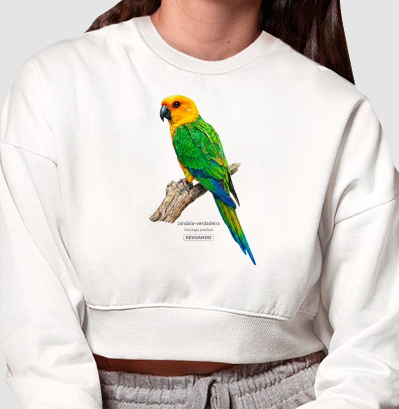 Traços Alados - Jandaia-verdadeira - Moletom Cropped