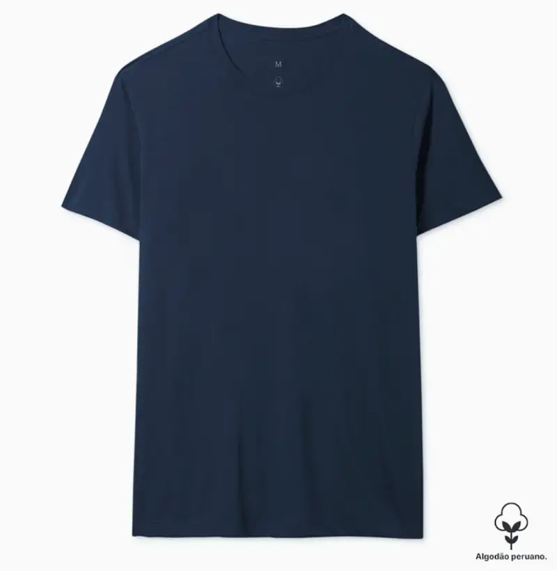 Camiseta lisa PREMIUM algodão peruano marinho - CLÁSSICA 