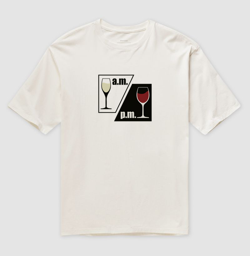 A.M./P.M. Espumante e Vinho - Camiseta Oversized