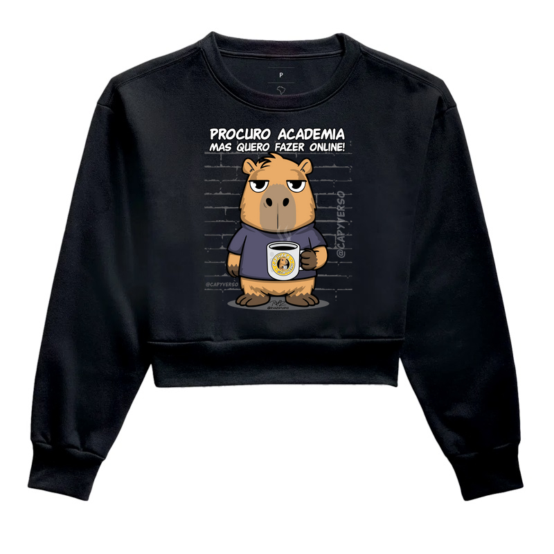 Camiseta Capivara Academia Online - Cropped Moletom