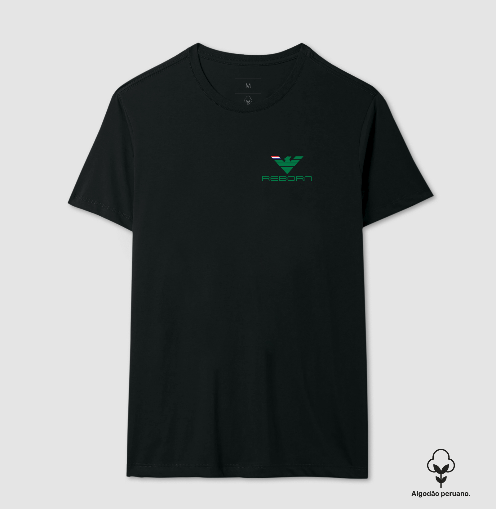 Vestir essa estampa é vestir a própria transformação. É dizer ao mundo: o passado ficou para trás, agora é tempo de florescer. 💎 Verde de renascimento. Força que não tem fim. REBORN — renascer, simplesmente, e brilhar. - Camiseta Algodão Peruano