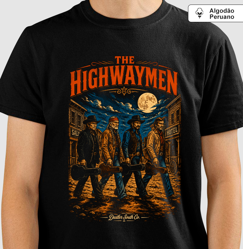 Camiseta Country The Highwaymen Dustler South Co. Algodão Peruano Premium