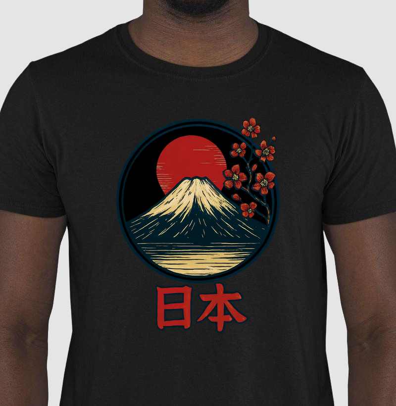 Estampa: Japão – 日本 (Nihon) “Monte Fuji – Sob a Luz do Sol e da Lua”